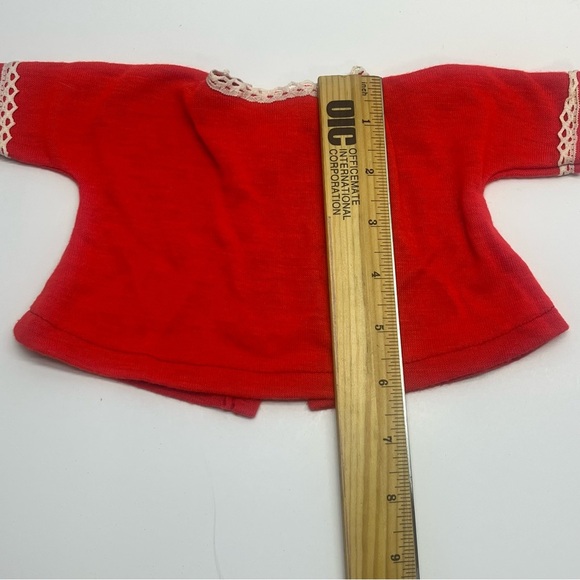 vintage vogue dolls clothes red doll long sleeve top lace trim made in usa - Picture 3 of 8